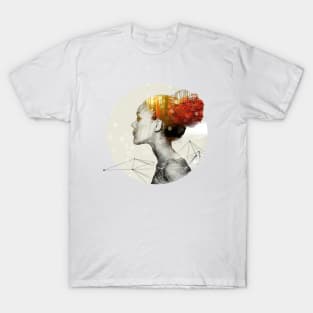 Red Hair Flame Tree - Double Exposure T-Shirt